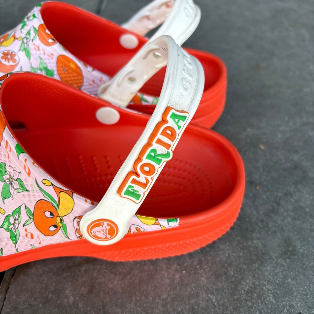 Crocs Disney 50th Anniversary Orange Bird Clogs M7 W9 White Orange Summer Travel - Picture 3 of 10